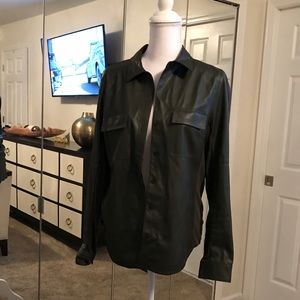 Green bcbg “Leather” top